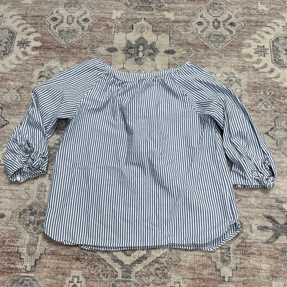 Crewcuts Blue and White Striped Top girls sz 8